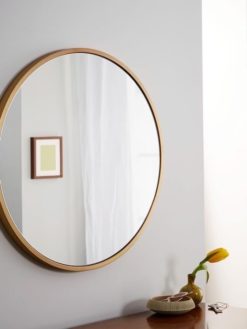 Gương tròn treo tường bàn trang điểm- gương Bỉ ốp lên mặt gỗ 50x50cm
